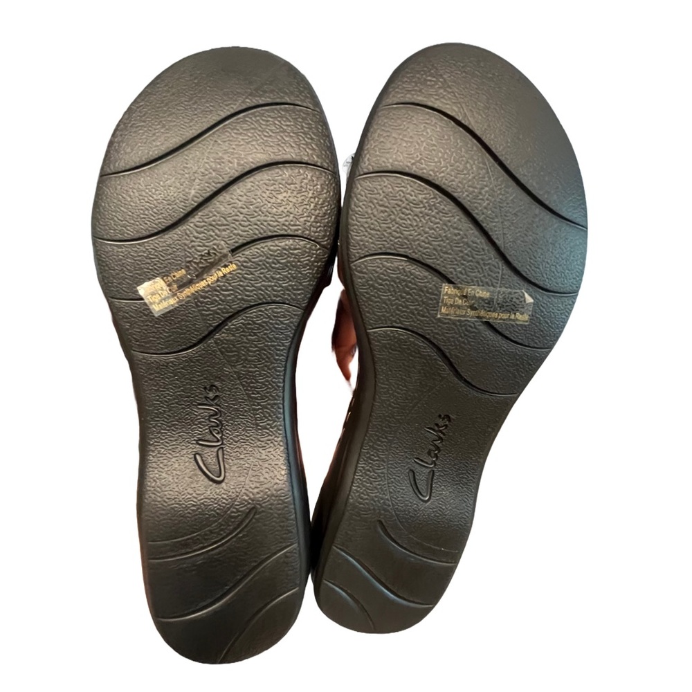 NEW Clarks Womens Brown Leather Comfort Slide Sandals Sz 10 Cushioned Footbed - Picture 3 of 5